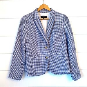 NWOT TALBOTS Blue and White Checkered Blazer. Size 8.